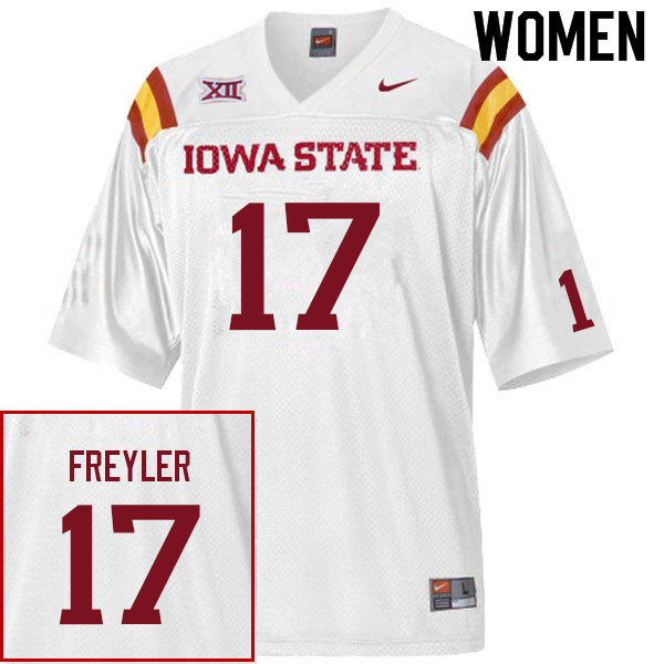 Women #17 Beau Freyler Iowa State Cyclones College Football Jerseys Sale-White
